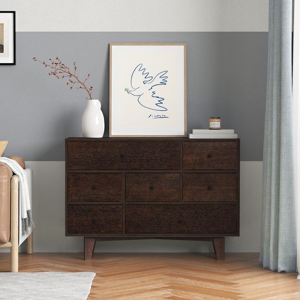 Solid Wood Spray-painted Drawer Dresser Bar,buffet Tableware Cabinet Lockers Buffet Server Console Table Lockers, Retro Round Handle, Applicable To_voghion.com