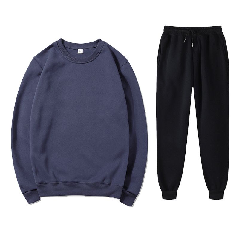 Sports Clothing Men's And Women's Round Neck Sweatshirt Suit Solid Color Light Plate Fleece Loose Pullover 2 Piece Sportswear Suit_voghion.com