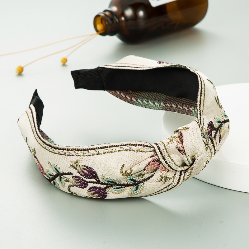 Nuovo stile etnico tessuto annodato ricamato per le donne, semplice e alla moda Internet celebrità fascia per capelli accessori per capelli_voghion.com