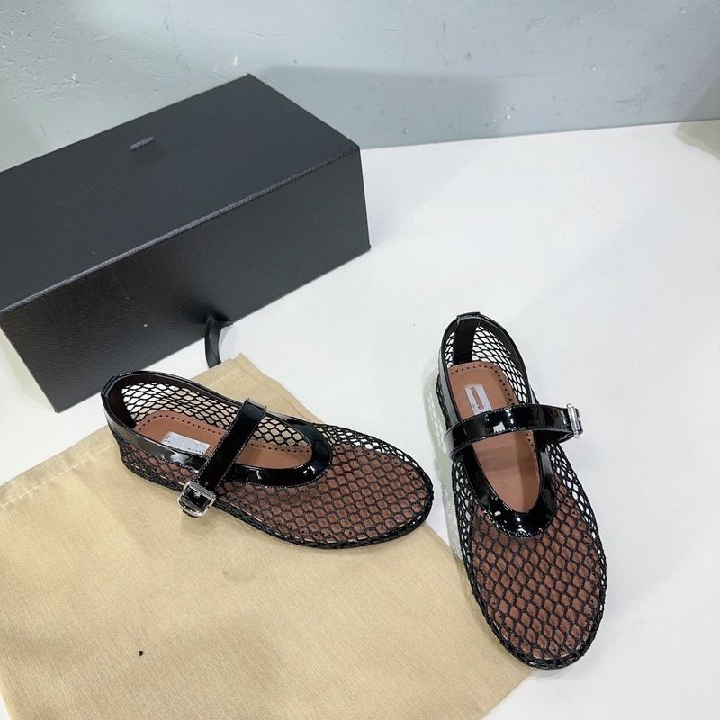 One-Strap Ballet For Women New Spring New Flat Breathable Hollow Mary Jane Single Fishnet Shoes_voghion.com