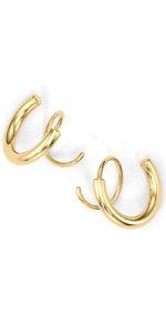 14K Helix Spiral Ohrringe, Doppel Piercing Ohrringe, Winzige Twist Ohrringe für Frauen_voghion.com