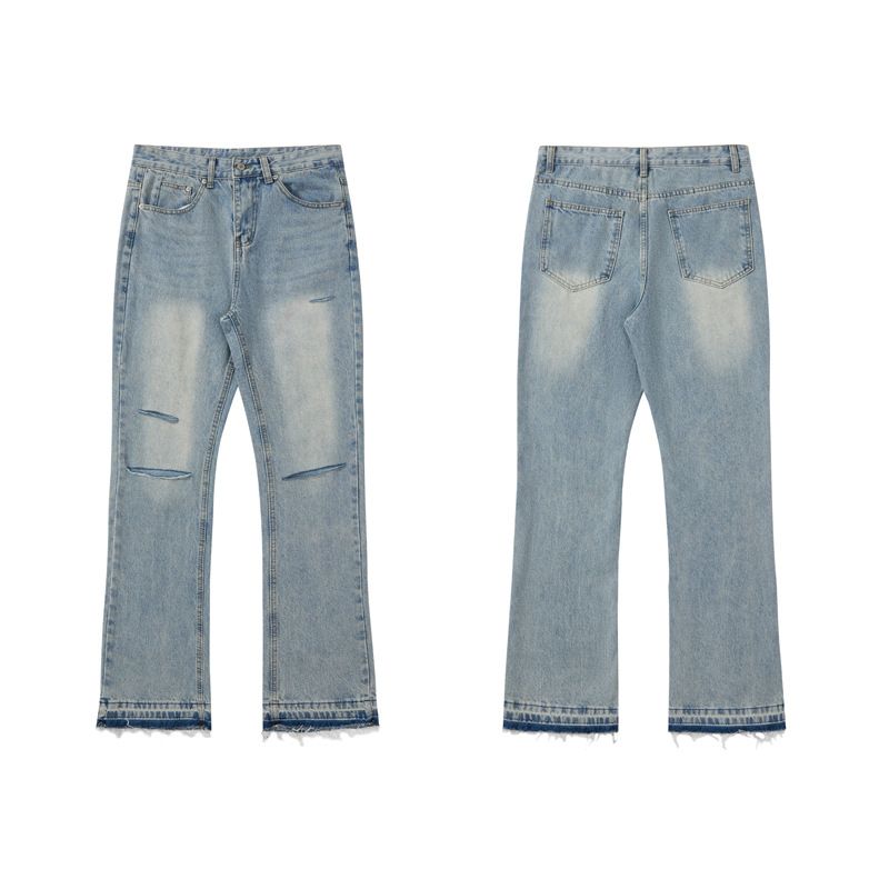 Erkek Giyim Kesim Yıkama Ve İmha Rahat Bol Kot Temiz Fit Vibe Stil_voghion.com