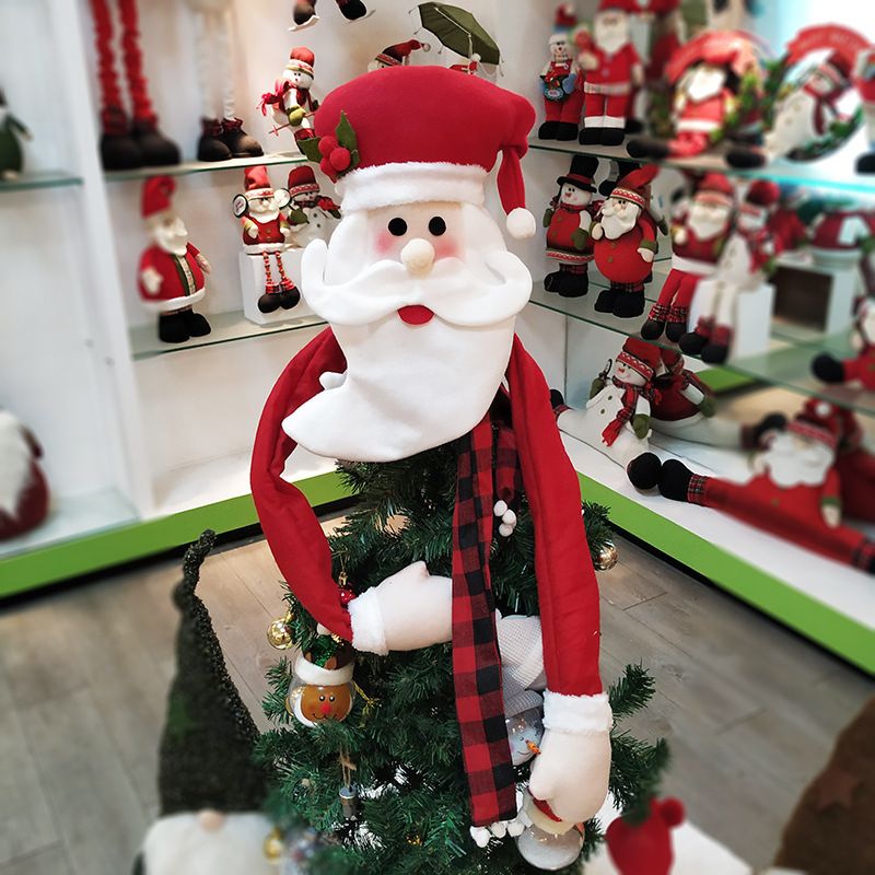 Christmas Festive Tree Topper Set - Santa Hat & Star Decorations For Holiday Decor (Medium Size Snowman & Deer Designs Fabric Material)_voghion.com