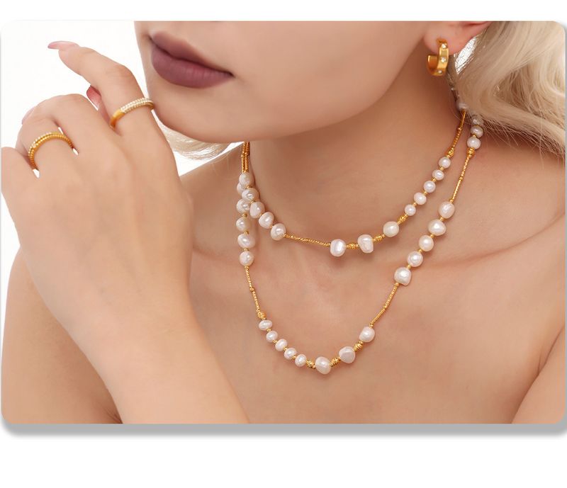 Fangtang Empress Dowager Danshui Pearl Long Sweater Chain Stainless Steel Starry Sky Charm Exquisite Necklace For Women_voghion.com