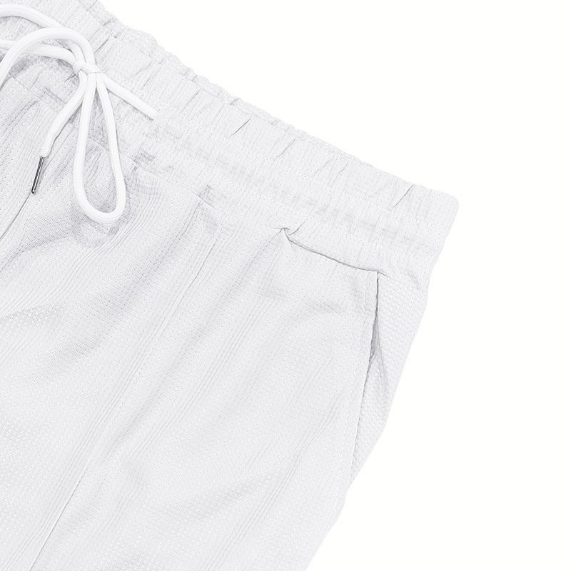 Cross-border Independent Station American Summer Casual Men's Tether Loose Henry Western Denim Waffle Short Sleeve Suit_voghion.com