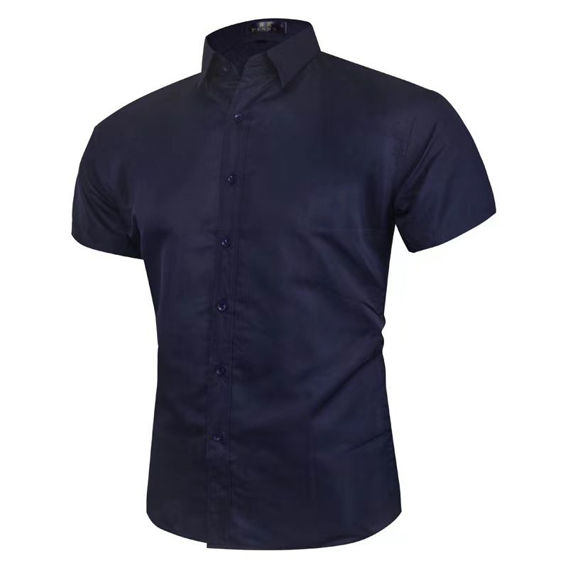 Korean Style Slim Fit Stretch Men's Simple Business Thin Shirt Men_voghion.com
