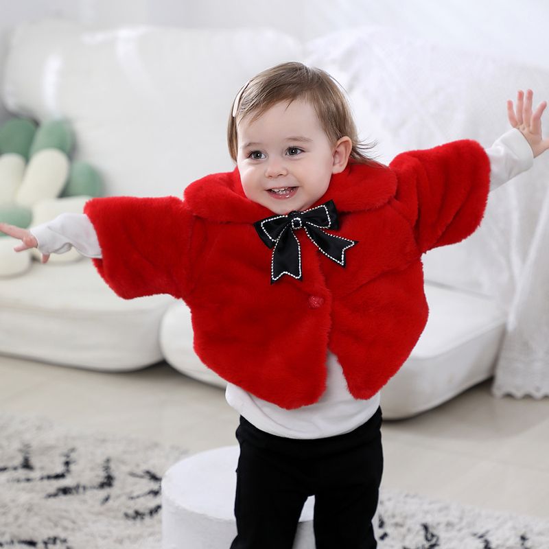 Baby pels efterår og vinter pige kappe Baby pige top varm slid imiteret pels frakke_voghion.com