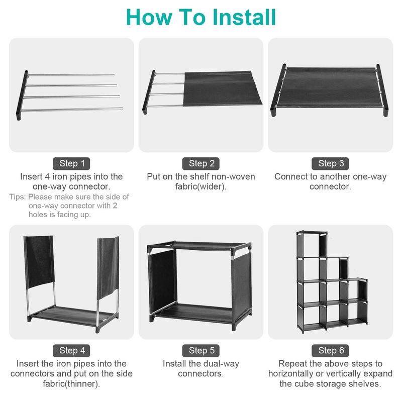 Cube Storage Organizer 9 Cubes Closet Shelves Cabinet Bookcase Non-Woven Fabric Cube Shelf For Living Room Bedroom Office_voghion.com