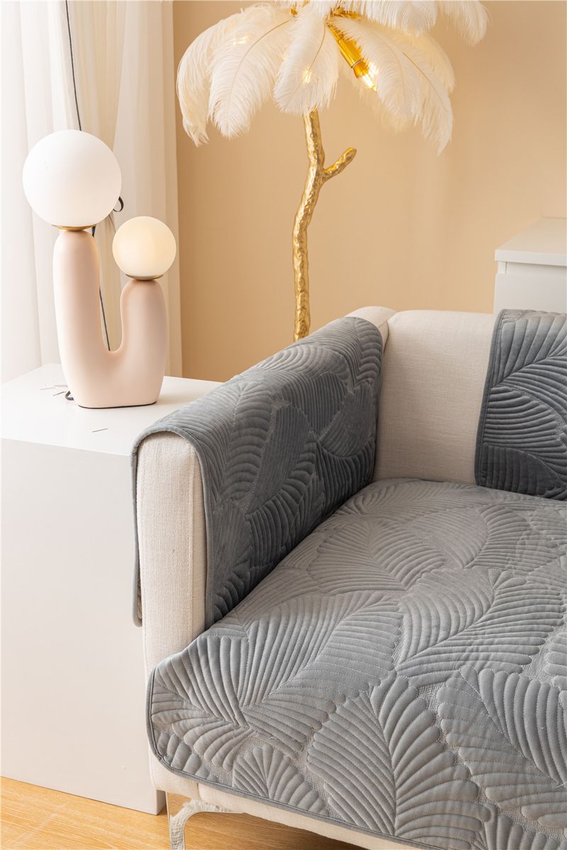 Autumn and winter style ultra soft solid color plush banana leaf sofa cushion modern simple double sofa cushion cloth factory direct sales_voghion.com