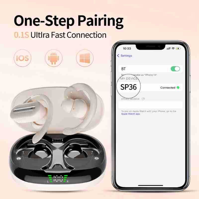 SP36 Over-Ear Hook-Type Bluetooth Earbuds With 5.4 Bluetooth, ENC Noise Cancellation, Rotatable Design & Ultra Long Battery Life - Sports Headphones W_voghion.com