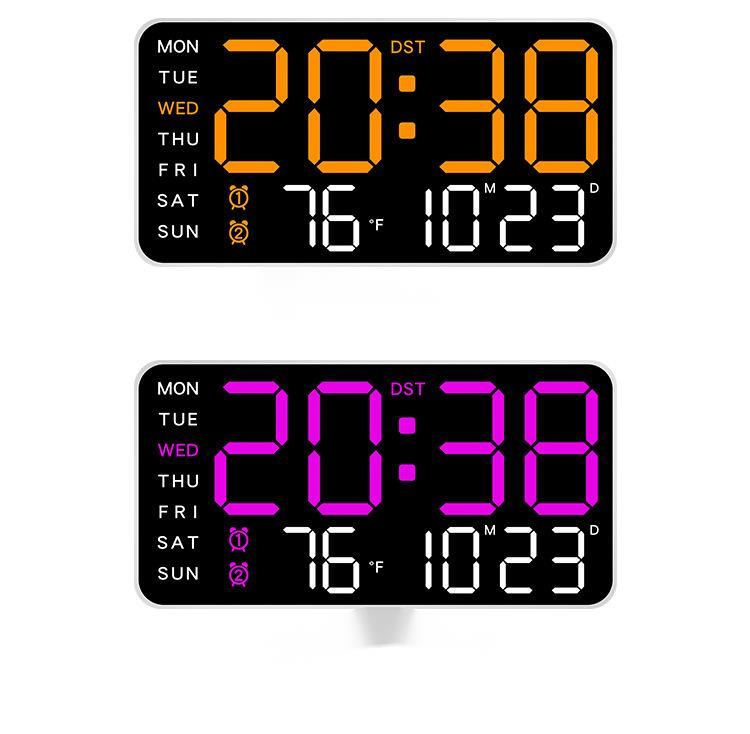 Rahmenlose elektronische multifunktionale und Stand-Dual-Use-einfache Digitalanzeige Wohnzimmer Wanduhr 6659_voghion.com