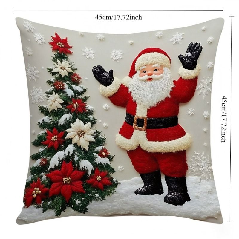 Home Decoration Rich Styles Christmas Throw Pillowcase Sofa Linen Pillowcase Soft Comfortable Cute Holiday Pillowcase 4PCS_voghion.com