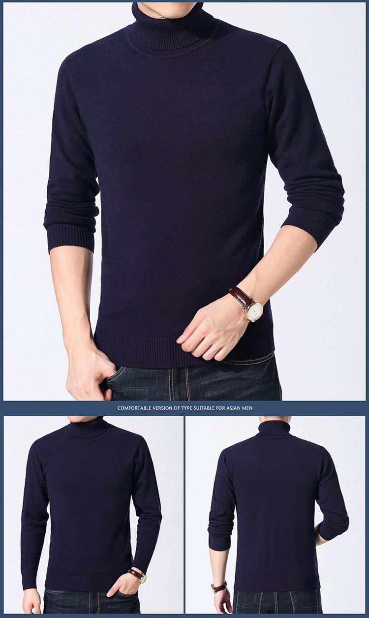 Maglione da uomo con collo alto, caldo maglione invernale in morbida lana, vestibilità comoda, a maniche lunghe, con collo alto._voghion.com