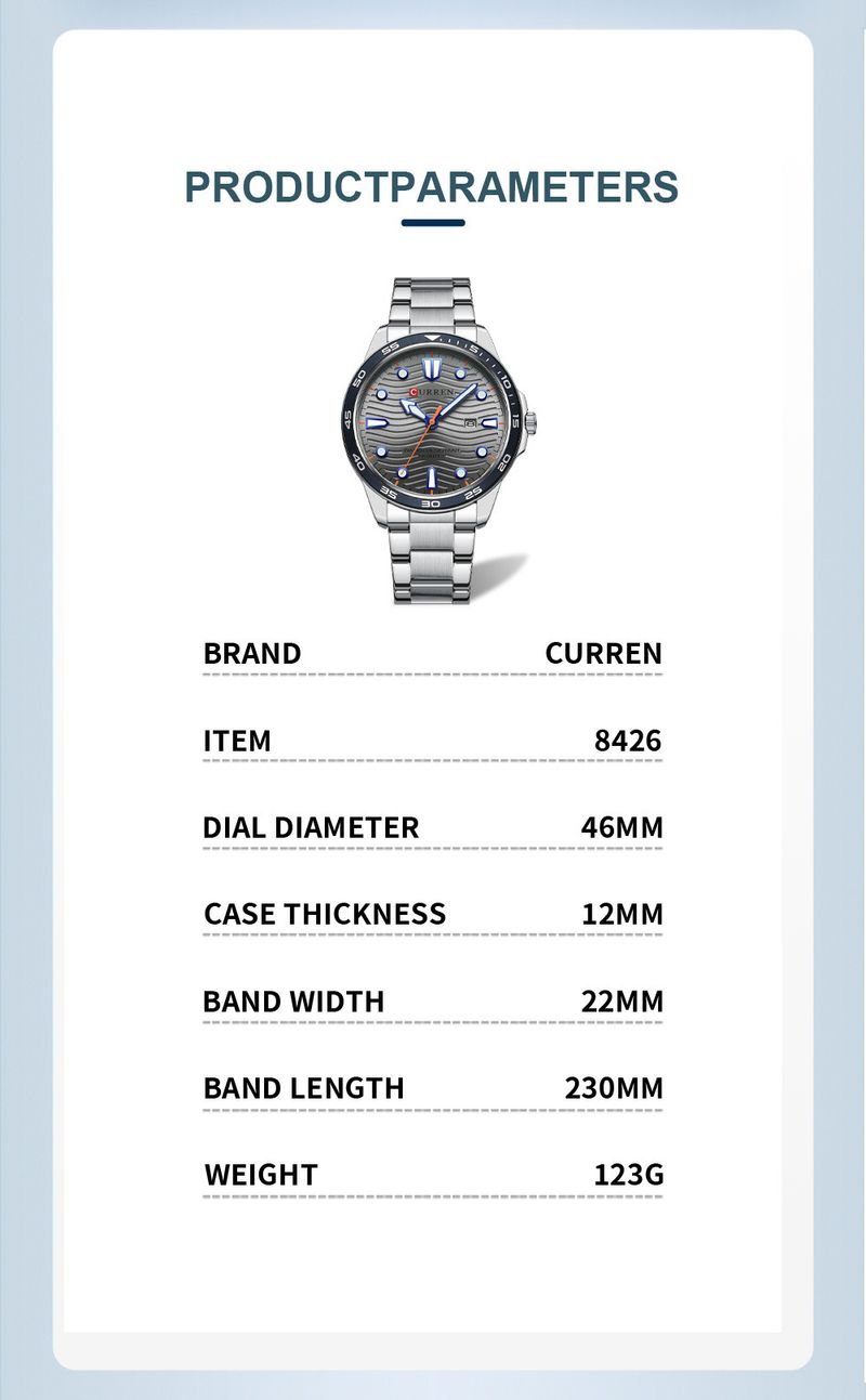 Lässige, wasserdichte Quarzuhr für Herren mit Datumsfunktion, rundem, großem Zifferblatt, Edelstahlarmband, Mineralglas, modische Armbanduhr für den Alltag_voghion.com