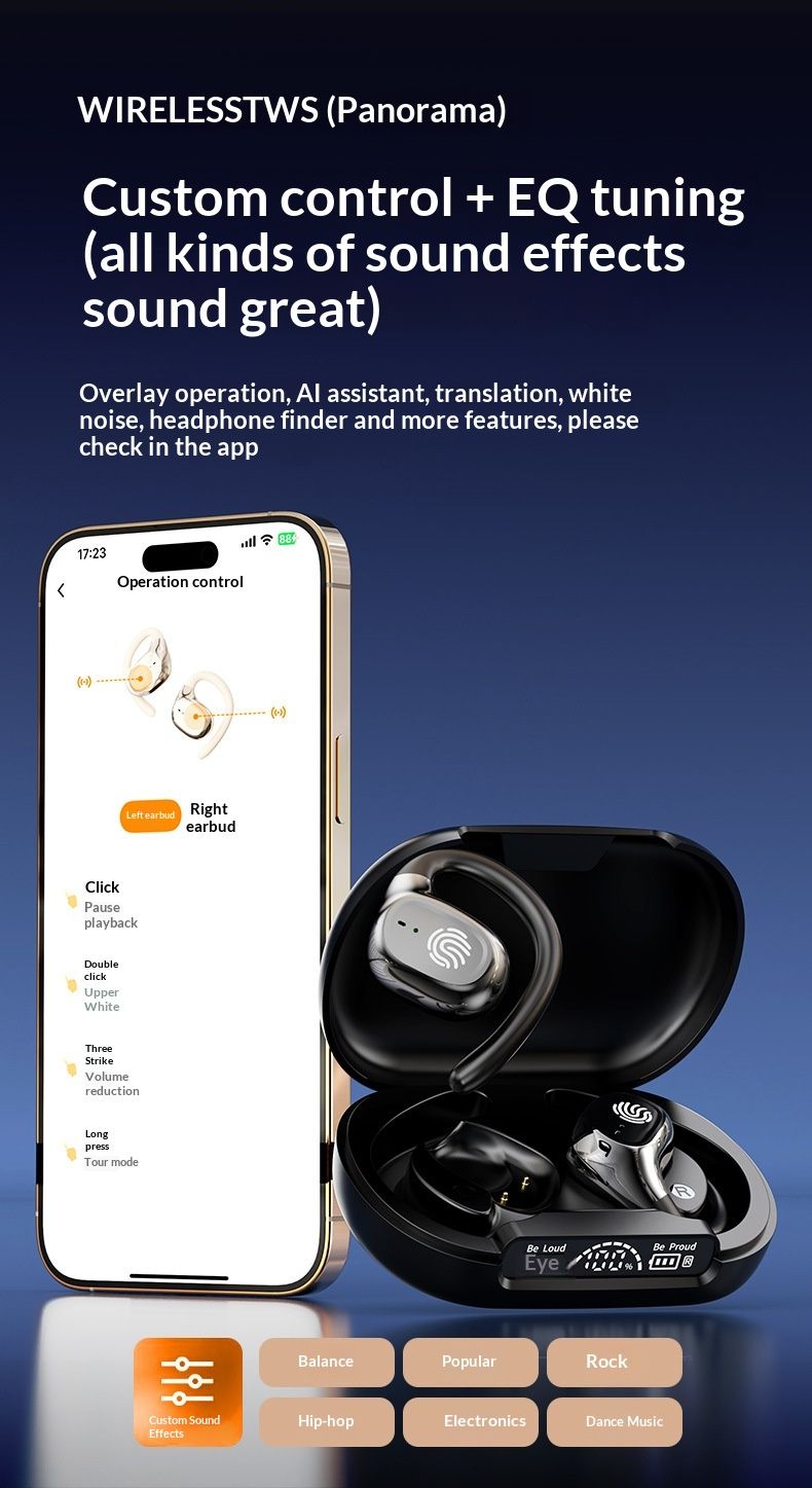 NeoGear 2025 New AI Smart Translation Bluetooth Open Non-In-Ear OWS Ear Hook Wireless Sports Earphones_voghion.com