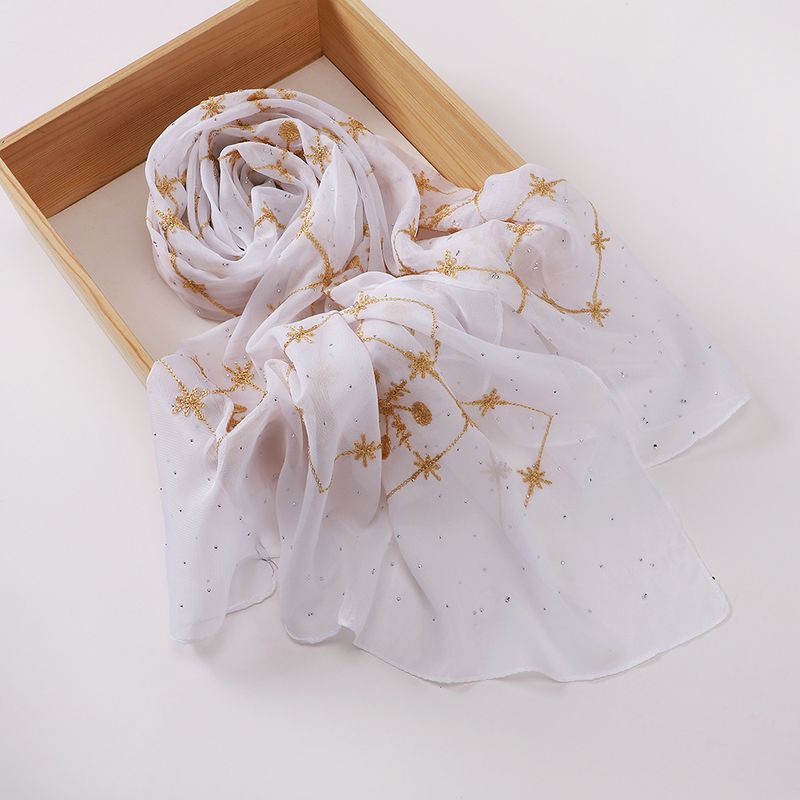 Eleganter Chiffon-Hijab mit Stickerei und Strasssteinen – Leichtes muslimisches Kopftuch für Damen – 70 x 175 cm (verschiedene Farben)_voghion.com
