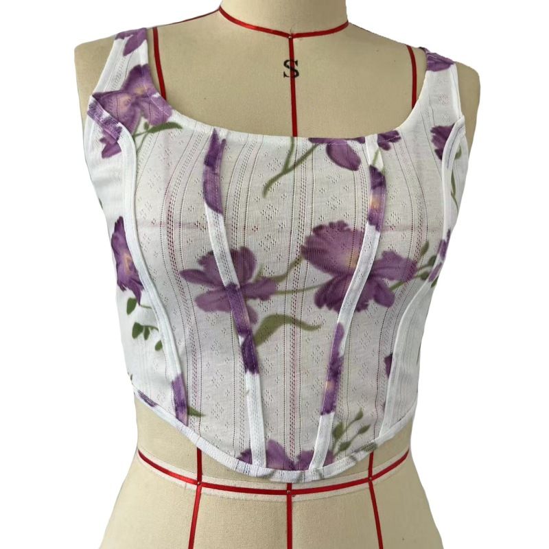 Set gonna da donna sexy con canotta stampata piccola canotta slim fit avvolgente_voghion.com