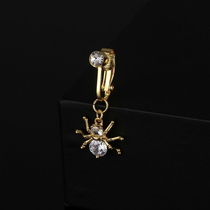 Anello per ombelico sexy Anello per ombelico con ragno punzonatura gratuita senza foro Ciondolo in zircone intarsiato in rame per gioielli per il corpo delle donne_voghion.com