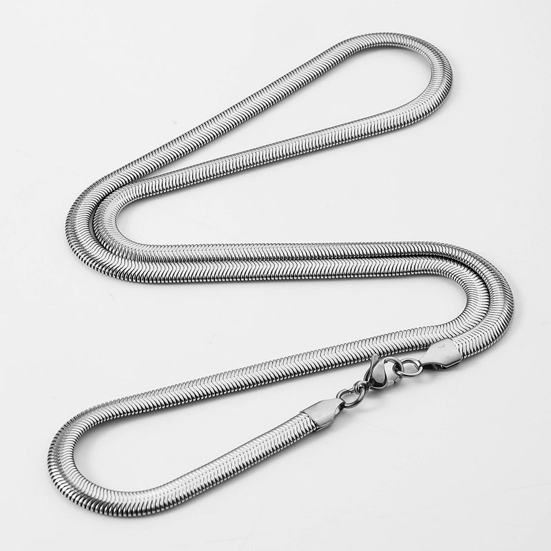 Collana da uomo in acciaio inossidabile con catena a maglie cubane in titanio e acciaio con lama piatta, stile hip hop alla moda_voghion.com