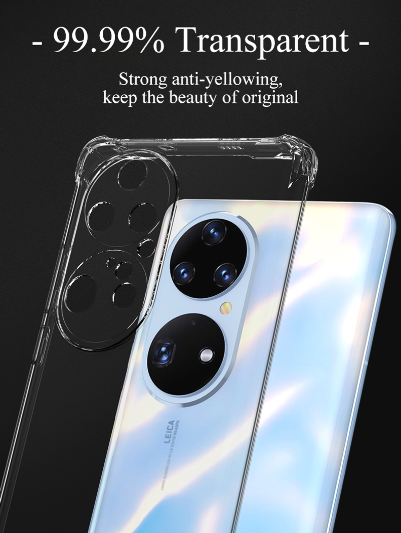 Nárazuvzdorné čiré silikonové pouzdro pro Huawei P50 P40 P30 P20 Lite Nova 8 7 Pro Se Ultra tenký měkký kryt_voghion.com