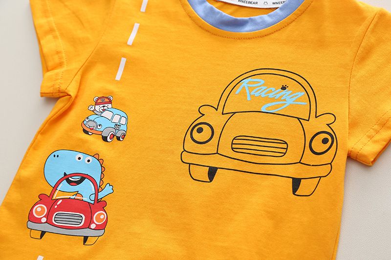 Sommardräkt för pojkar, trendiga baby- och barnkläder, kortärmade kläder med tecknad bil, sommar för ett år gammal pojke_voghion.com