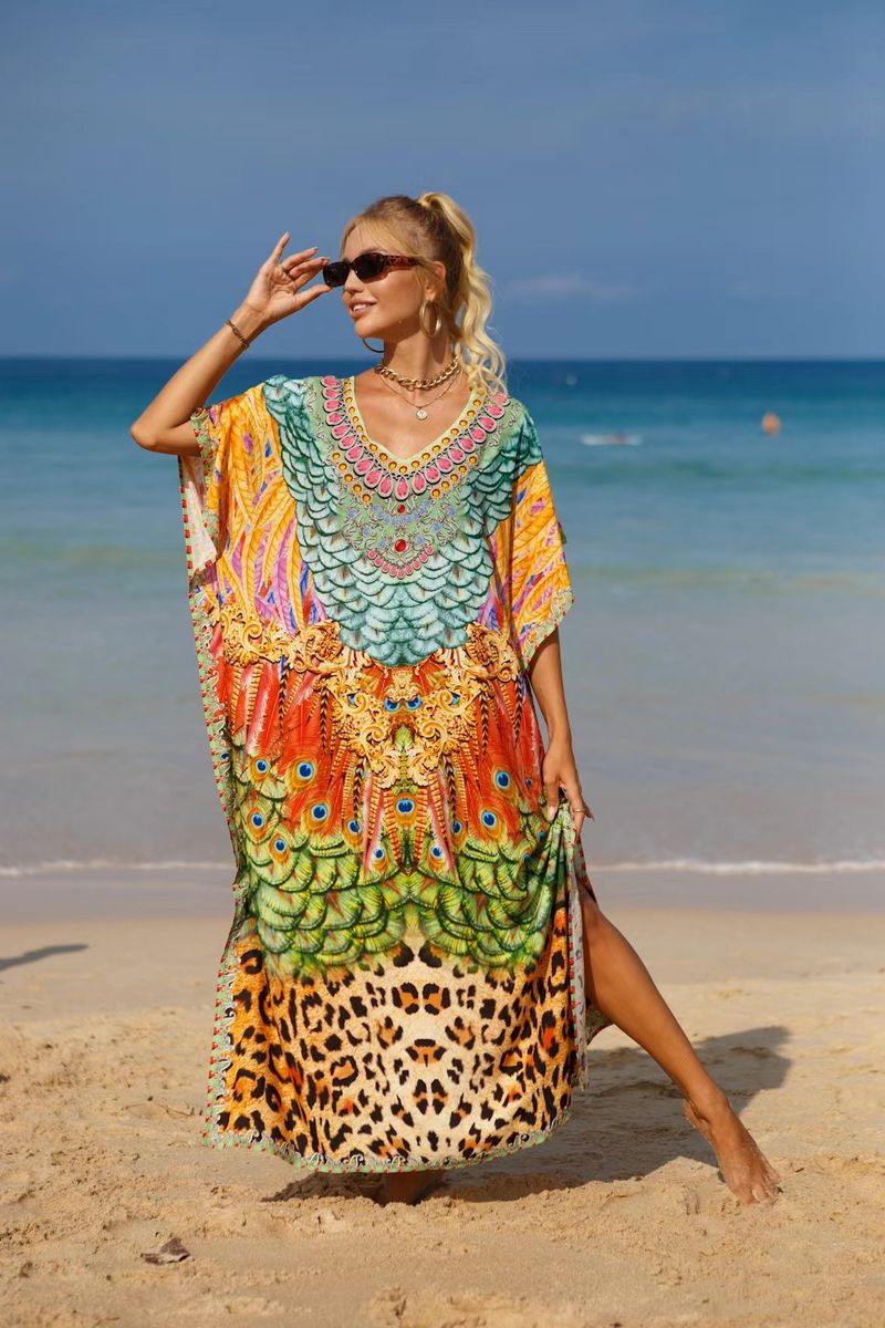 Bohemian Beach Cover-Up Kleid – Leichte und atmungsaktive Tunika aus 99 % Baumwolle für Damen, übergroßes, fließendes Sommerkleid, perfekt für den Pool_voghion.com