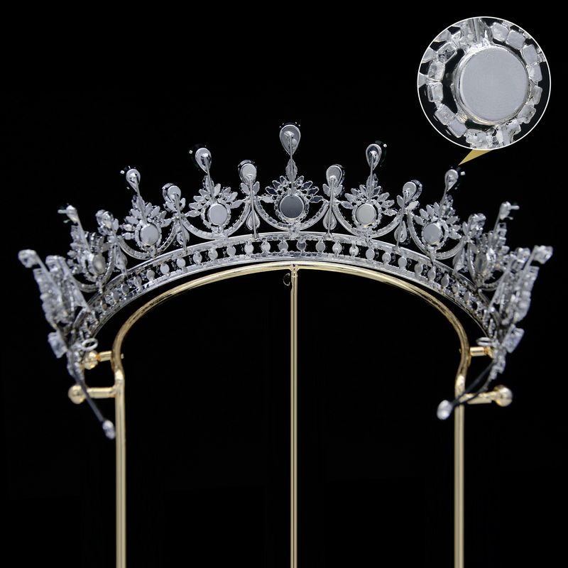 Tiara da sposa unisex con corona in zircone, accessorio per capelli da sposa con corona di diamanti coreani placcati in metallo_voghion.com