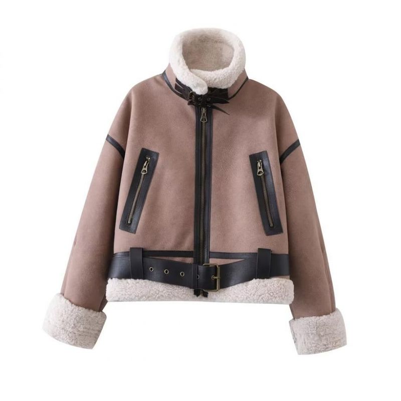 Women's clothing 2024 autumn and winter new item fur integrated loose short jacket_voghion.com