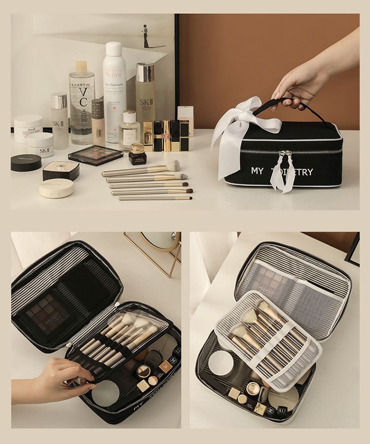 P.TRAVEL Travel New Large-capacity Makeup Storage Bag Pure Cotton Canvas waterproof light luxury girl simple_voghion.com