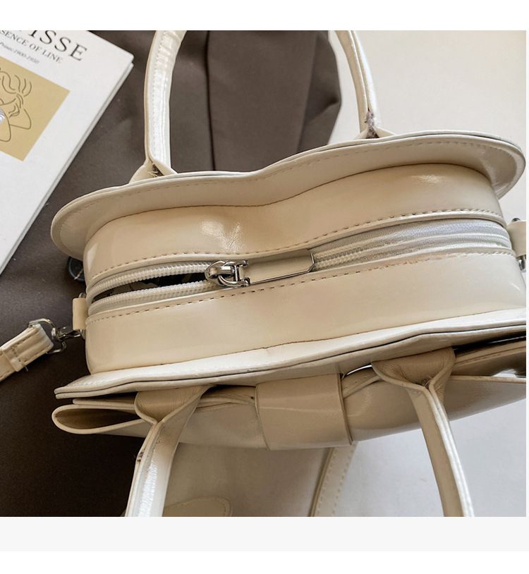 Borsa a mano a forma di cuore da donna, autunno/inverno 2025, nuova borsa a tracolla bianca con fiocco, borsa a tracolla minimalista_voghion.com
