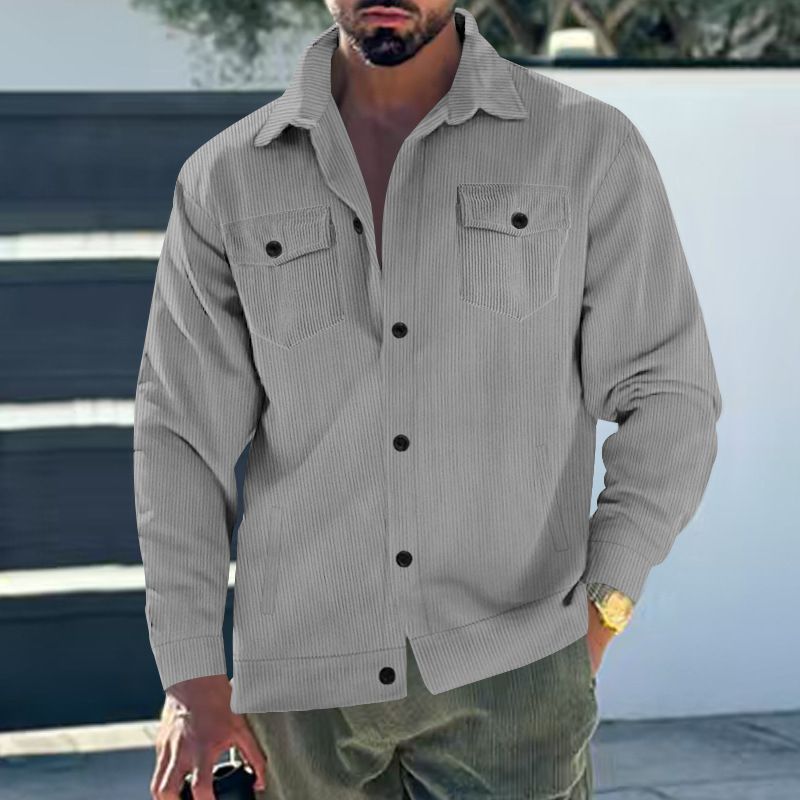 Men's Corduroy Jacket – Single-Breasted Notch Lapel, Breathable & Wrinkle-Resistant, Multi-Pocket Casual Blazer (S-XXXL, Autumn Essential)_voghion.com