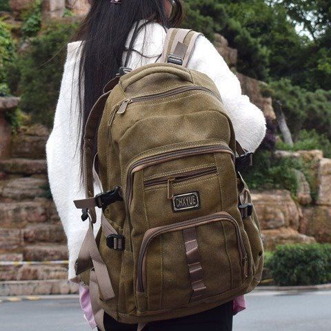 Men Thickened Canvas Retro Outdoor Backpack_voghion.com