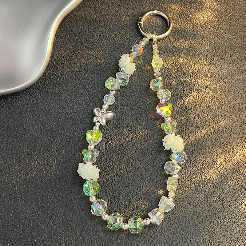 CyberGear Light Versatile Chain Sakura Butterfly Perline Braccialetto da polso con cordino in cristallo per custodia per telefono_voghion.com