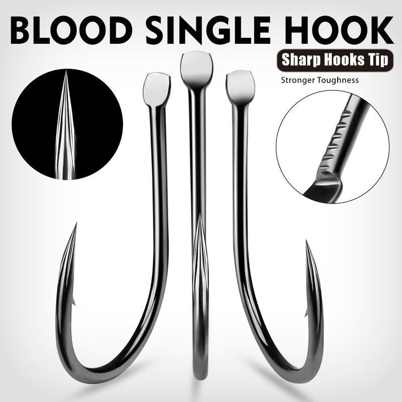 Amo da pesca in mare Iseni Giant Big Blood Groove con bocca dritta in acciaio ad alto tenore di carbonio e ardiglioni_voghion.com