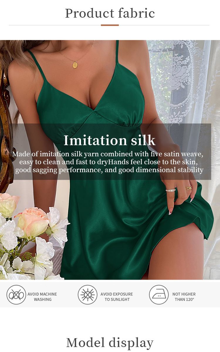 Γυναικεία Sleepwears νέα ζαρτιέρες νυχτικό σέξι εξώπλατη κοντή φούστα καλοκαιρινή λεπτό διαπνέον φόρεμα από μετάξι πάγο γυναικείες πιτζάμες_voghion.com