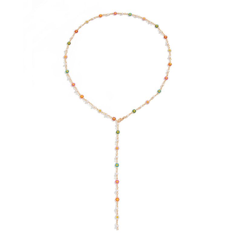 Collier pour femme, petit collier en forme de Y, couleur fraîche, chaîne de clavicule en cuivre tridimensionnelle_voghion.com
