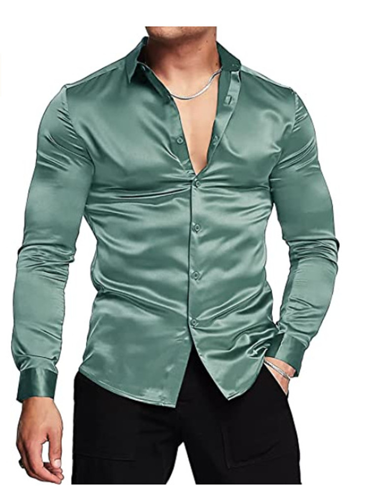 Camicia a sfera in tinta unita con viso luminoso da uomo moda autunno 2022_voghion.com