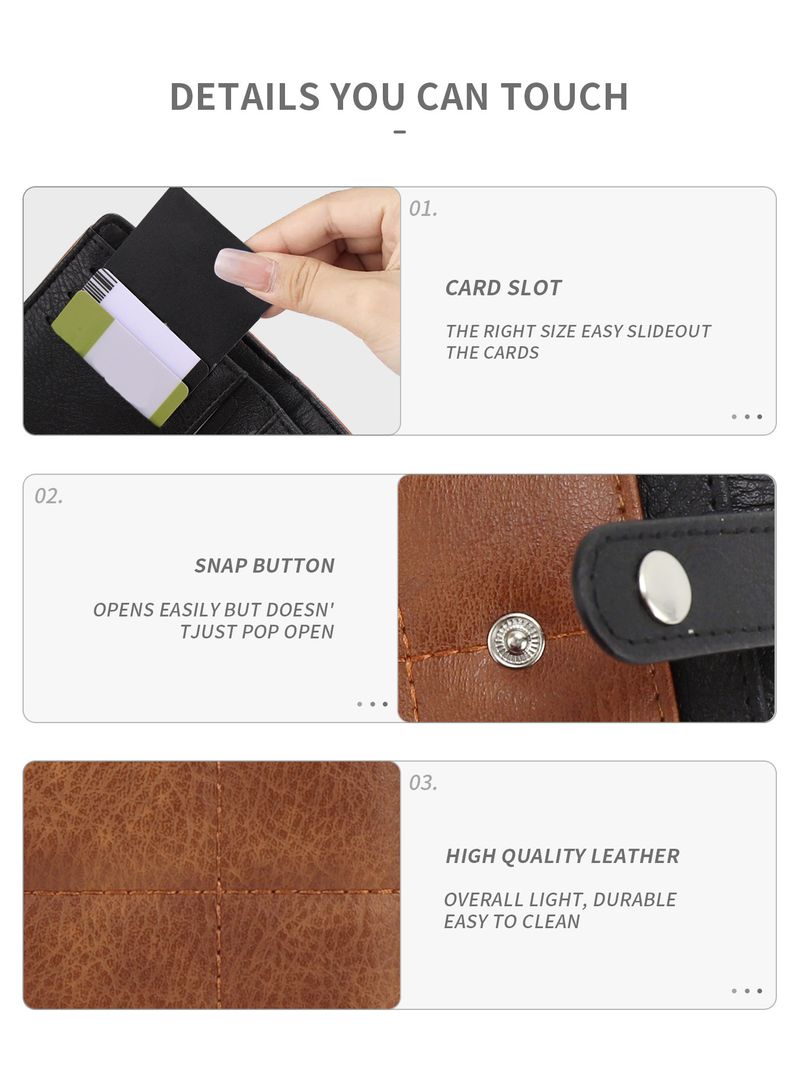 Cartera de mujer, cartera pequeña de cuero para mujer, tarjetero plegable compacto con bloqueo RFID para mujer, cartera de bolsillo para pasaporte con 4 ranuras para identificación_voghion.com
