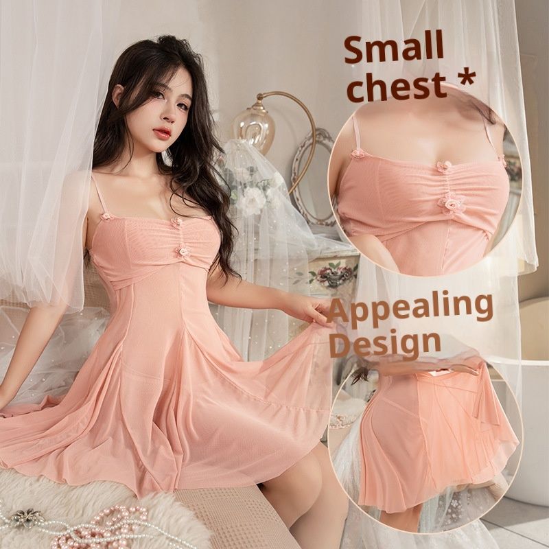 LuvBox Lingerie Sexy Strap Nightdress Pure Desire Small Chest Enhancing French Style See-through Passionate Temptation_voghion.com