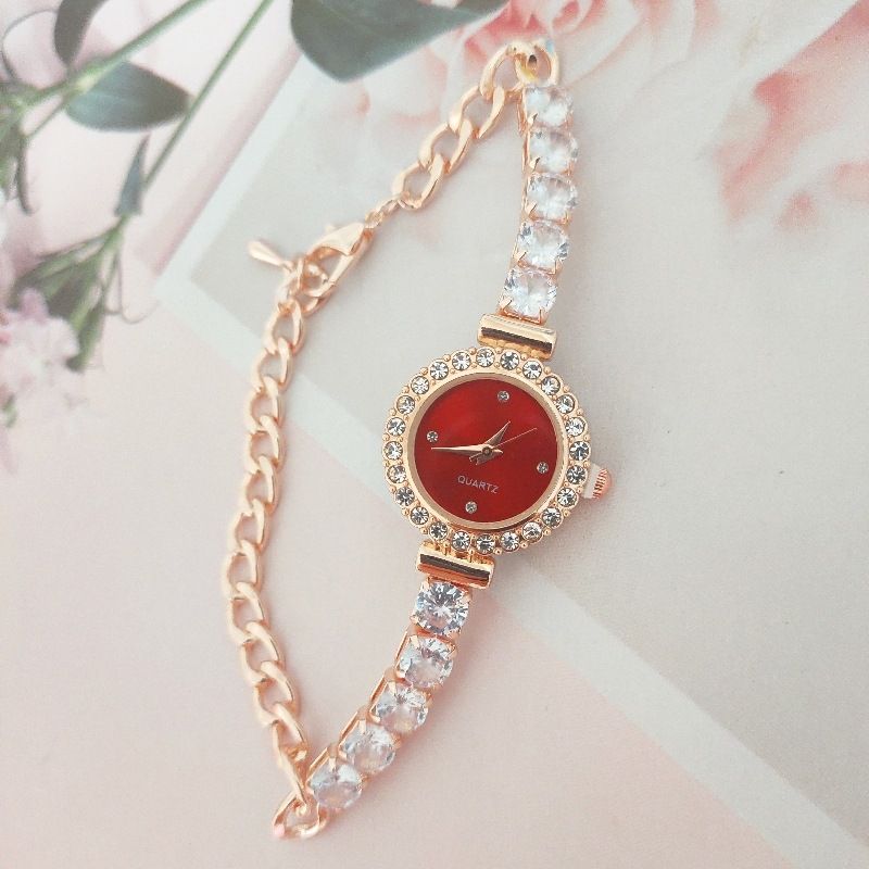 Orologio da donna in stile coreano, elegante, con bracciale pieno di diamanti, stile studentesco, semplice e alla moda, 2024_voghion.com