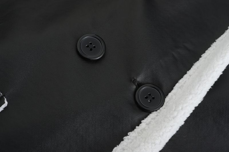 Women's Clothing autumn and winter long casual leather material, plush and thickened windbreaker, loose and fashionable leather jacket_voghion.com