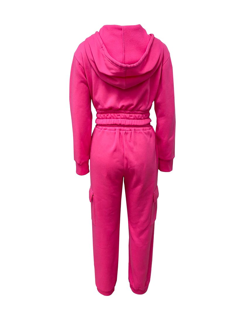 Women's Clothing Autumn And Winter Women's Fashion Simple Hooded Warm Long Sleeved Sweater Big Pocket Sweatpants Suit_voghion.com