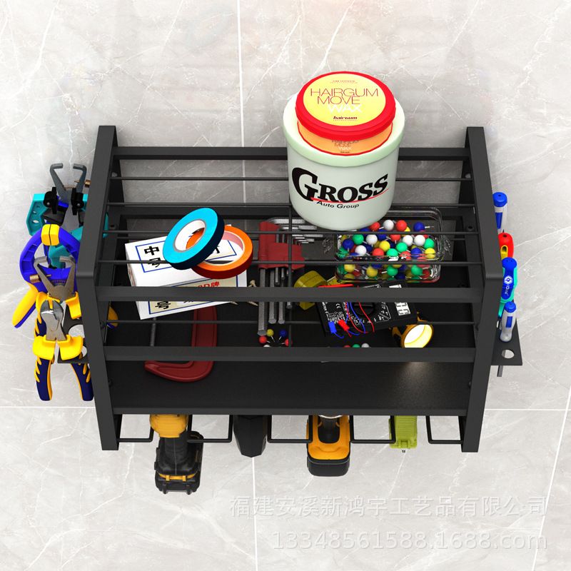 Support de perceuse à main à quatre couches, support mural pour outils électriques, support de rangement pour perceuse rechargeable, support de rangement pour outils de garage_voghion.com