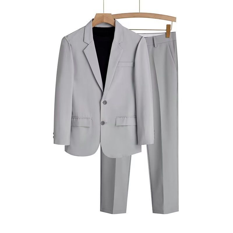 Leichtes Herren-Anzugset mit tiefem Schnitt – Unstrukturierter Blazer & bequeme Hose (S-5XL, knitterfreies Polyestergemisch, Business Casual)_voghion.com