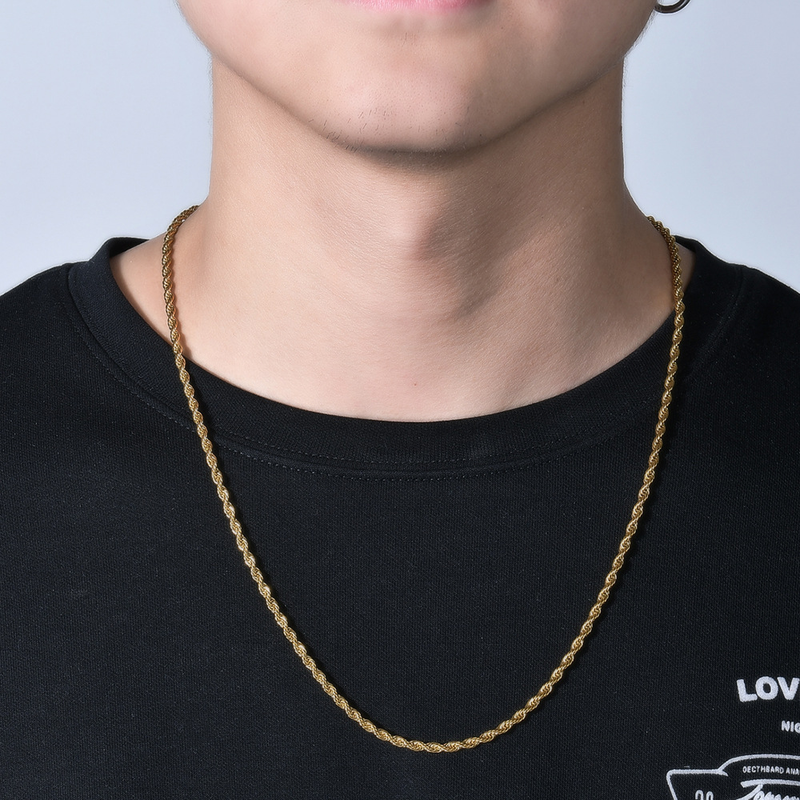 Fashion Twisted Rope Pattern Links Chain Choker Necklace By Stainless Steel In Different Colors For Men_voghion.com