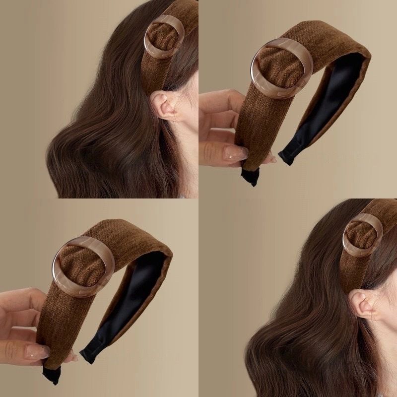 Cerchietto Milad con anello rotondo e bordo largo in velluto per donna, fascia per capelli alla moda di alta qualità per l'uso quotidiano_voghion.com
