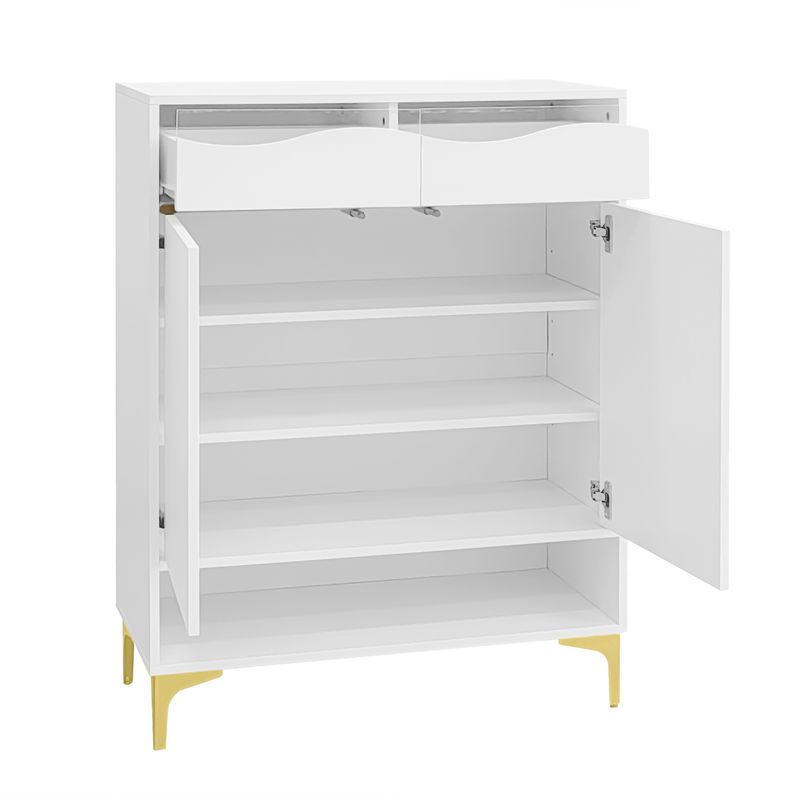 Meuble à chaussures blanc moderne avec éclairage LED 16 couleurs – Rangement gain de place pour couloir 80 x 35 x 105 cm avec tiroirs et étagères – Pour entrée, salon, couloir_voghion.com