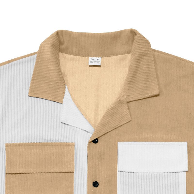 2024 Sommer Neue Herren Farbblock Ärmel Atmungsaktiv Freizeit Strand Hemd Kurze Taste Strickjacke_voghion.com