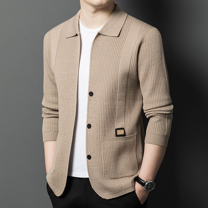 2025 Spring And Autumn New Youth Knitted Cardigan Sweater Jacket Men's Casual Solid Color_voghion.com