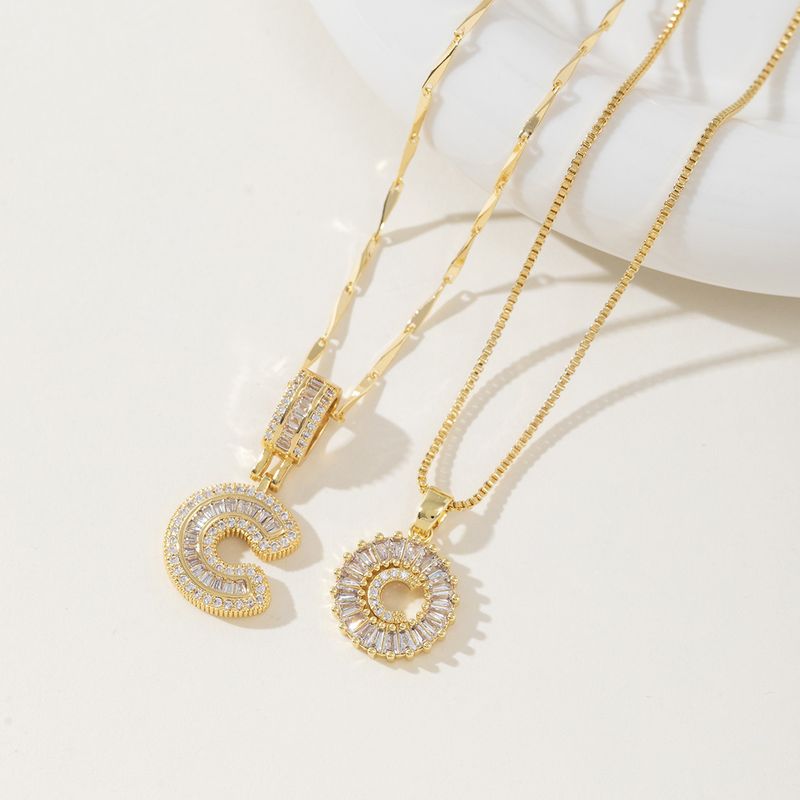 Women's Jewelry Rock Sugar Copper Inlaid Zircon 26 Letter Pendant Necklace Combination Set Stacking Jewelry_voghion.com
